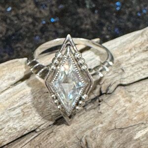 Moissanite Cocktail Ring - kite cut size 7